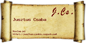 Jusztus Csaba névjegykártya